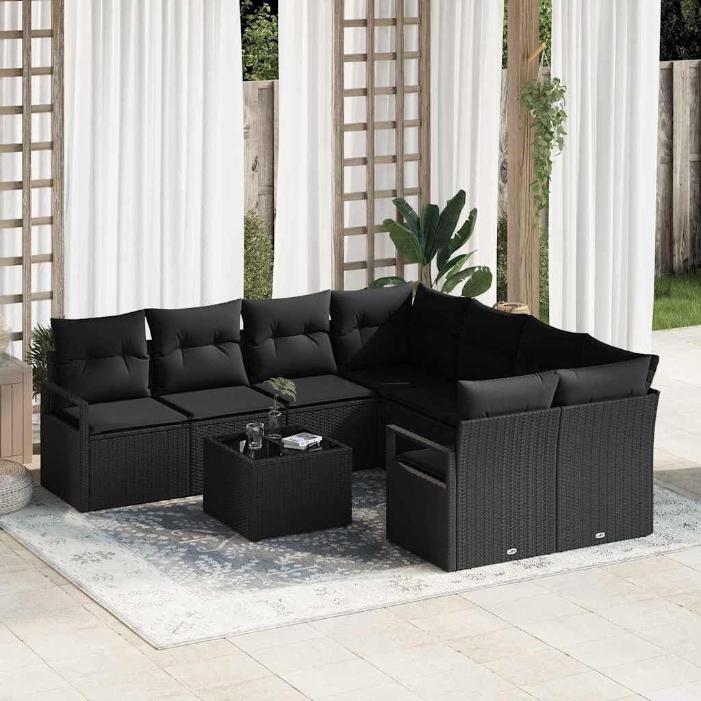Bankstel Met Kussen 9 Pcs Poly Rattan