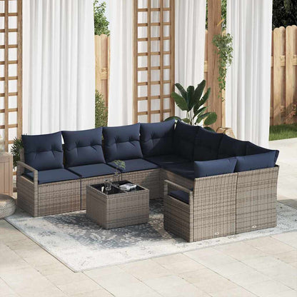 Bankstel Met Kussen 9 Pcs En Rood Poly Rattan