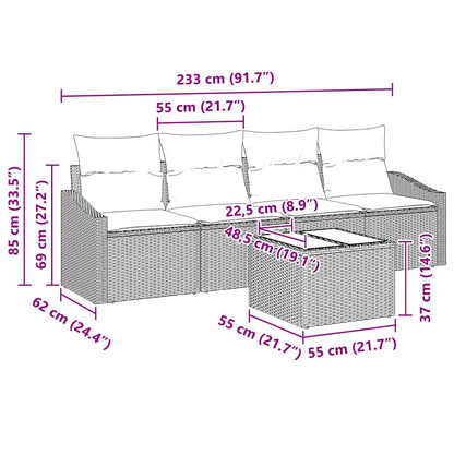Bankstel Met Kussen Met Kussen 5 Pcs Poly Rattan
