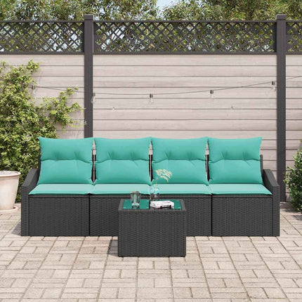 Bankstel Met Kussen 5 Pcs En Turquoise Poly Rattan