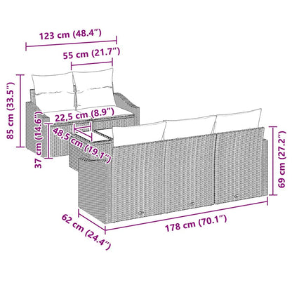 Bankstel Met Kussen Met Kussen 6 Pcs Poly Rattan
