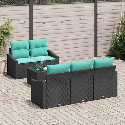 Bankstel Met Kussen 6 Pcs En Turquoise Poly Rattan