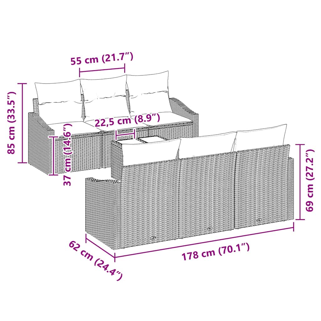 Bankstel Met Kussen Met Kussen 7 Pcs Poly Rattan