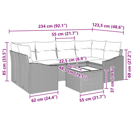 Bankstel Met Kussen 7 Pcs En Turquoise Poly Rattan