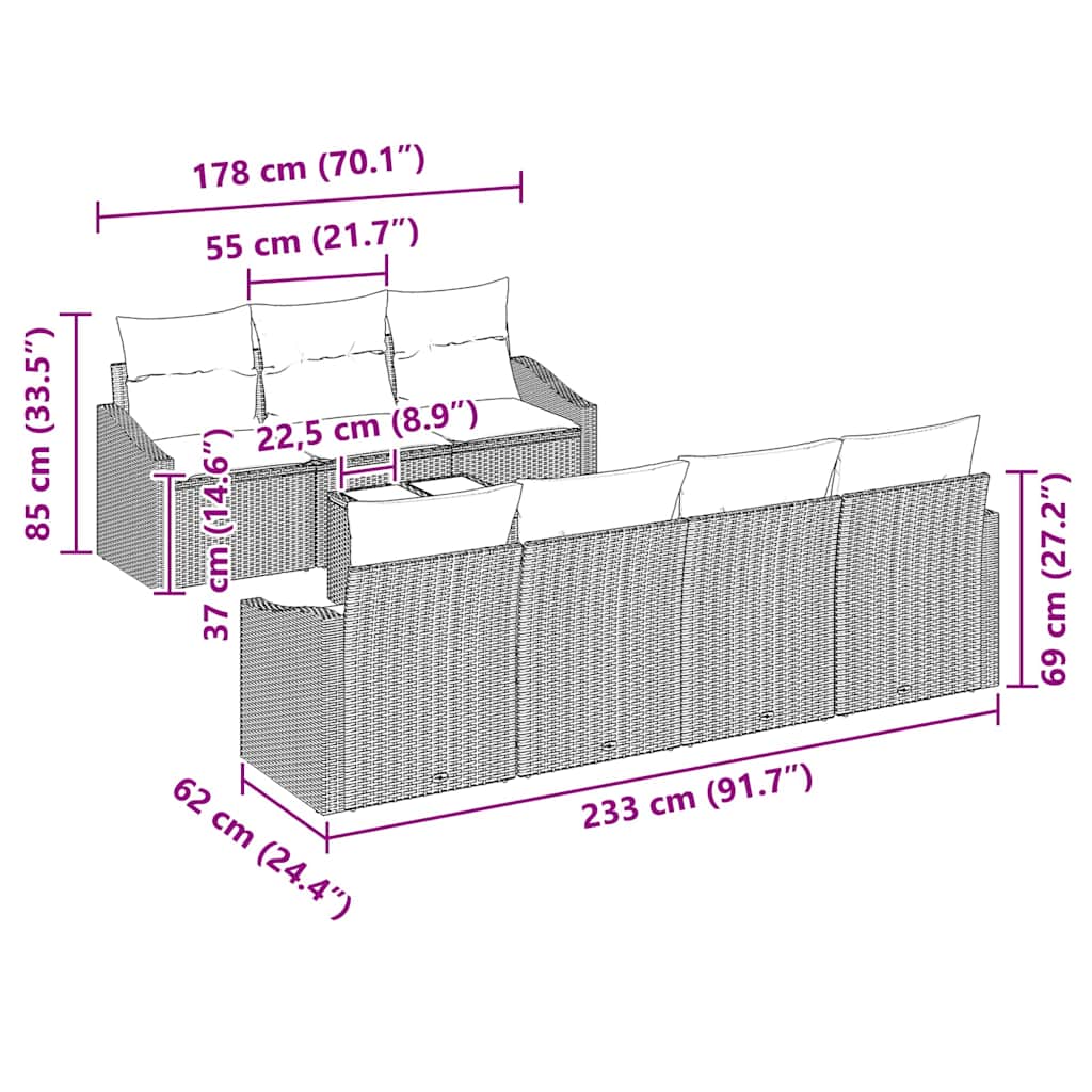 Bankstel Met Kussen Met Kussen 8 Pcs Poly Rattan