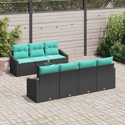 Bankstel Met Kussen 8 Pcs En Turquoise Poly Rattan