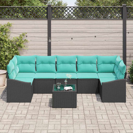 Bankstel Met Kussen 8 Pcs En Turquoise Poly Rattan