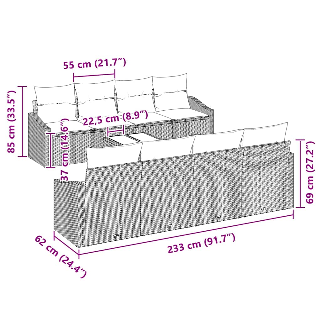 Bankstel Met Kussen Met Kussen 9 Pcs Poly Rattan