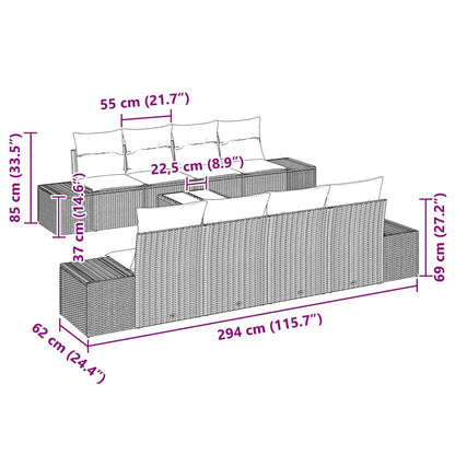Tuin Sofa Set Met Kussen 7 Pcs Poly Rattan