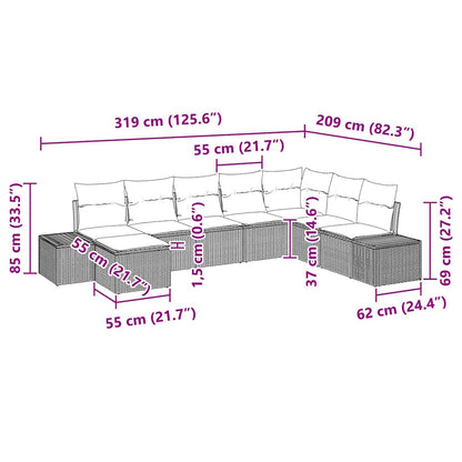 Tuin Sofa Set Met Kussen 8 Pcs Poly Rattan