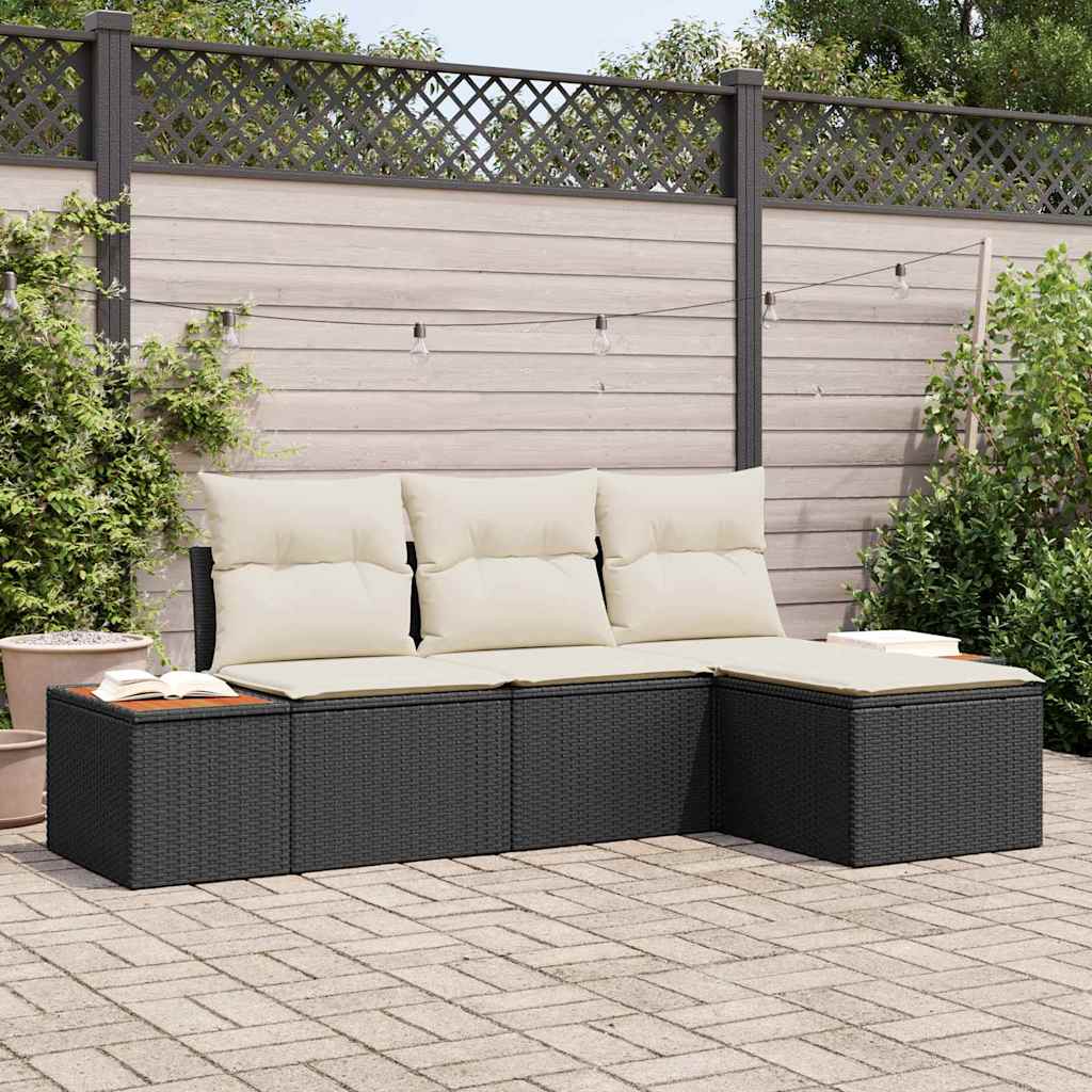 Tuin Sofa Set Met Kussen Met Kussen 4 Pcs Poly Rattan