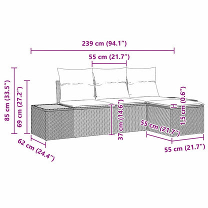 Tuin Sofa Set Met Kussen Met Kussen 4 Pcs Poly Rattan