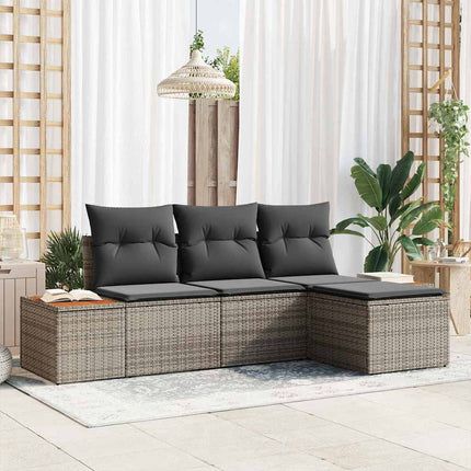 Tuin Sofa Set Met Kussen Met Kussen 4 Pcs Poly Rattan