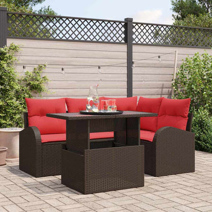 Tuin Sofa Set Met Opslag 5 Pcs En Rood Poly Rattan