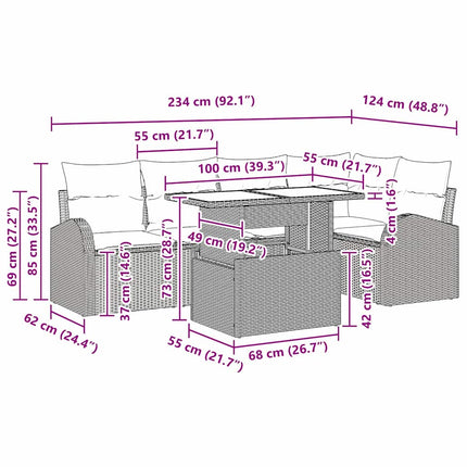 Tuin Sofa Set 6 St Poly Rattan