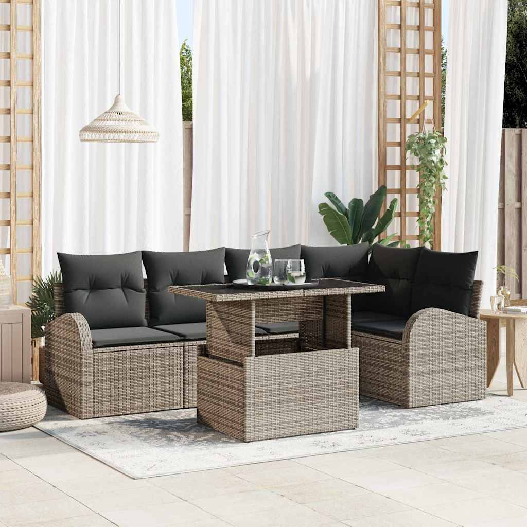 Tuin Sofa Set Met Opslag 6 Pcs Poly Rattan