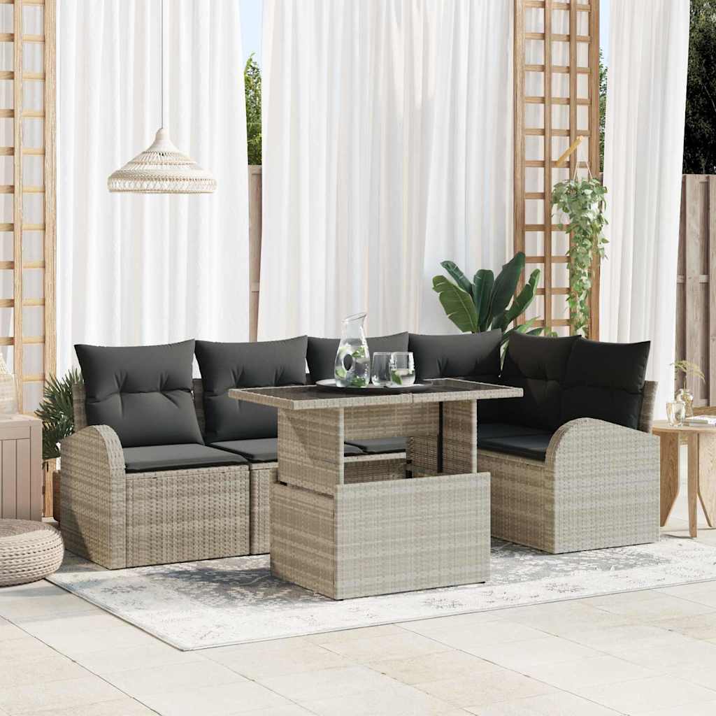Tuin Sofa Set Met Opslag 6 Pcs Poly Rattan