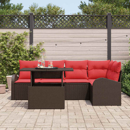 Tuin Sofa Set Met Kussen 6 Pcs En Rood Poly Rattan