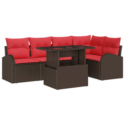 Tuin Sofa Set Met Kussen 6 Pcs En Rood Poly Rattan
