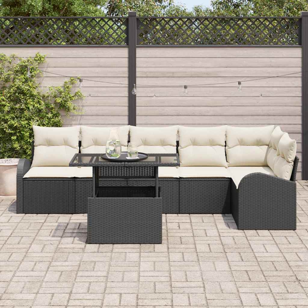 Tuin Sofa Set Met Kussen 7 Pcs Poly Rattan
