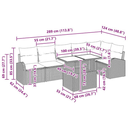 Tuin Sofa Set Met Kussen 7 Pcs Poly Rattan