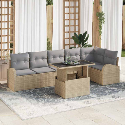 Tuin Sofa Set Met Kussen 7 Pcs Poly Rattan
