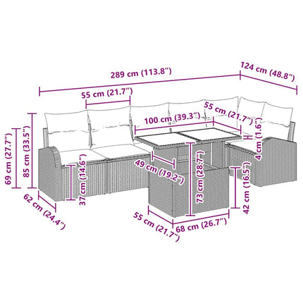 Tuin Sofa Set Met Opslag Met Kussen 7 Pcs Poly Rattan