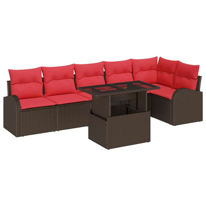 Tuin Sofa Set Met Opslag 7 Pcs En Rood Poly Rattan