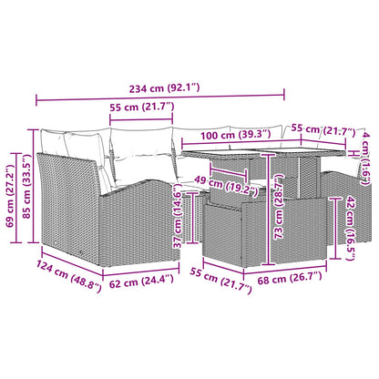 Tuin Sofa Set Met Opslag 7 Pcs En Rood Poly Rattan