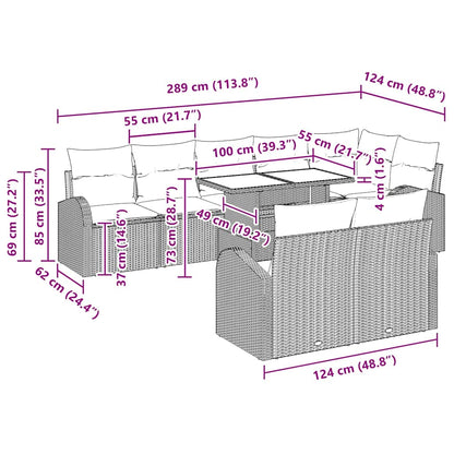Tuin Sofa Set Met Opslag 9 Pcs Poly Rattan