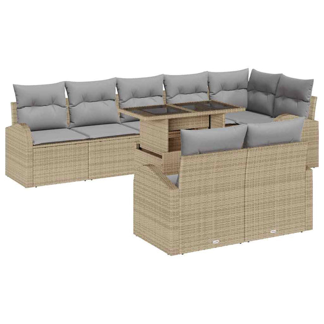 Tuin Sofa Set Met Opslag 9 Pcs En Licht Poly Rattan
