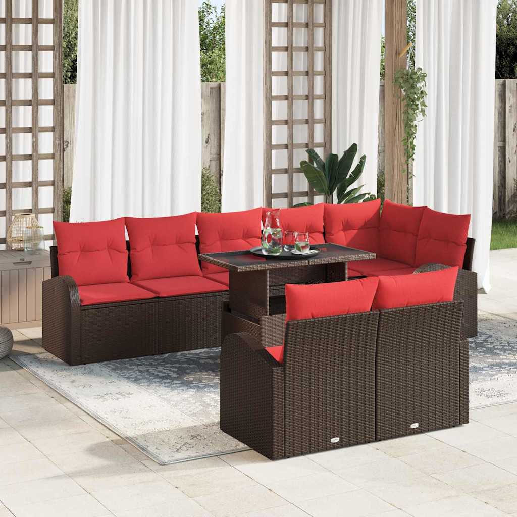 Tuin Sofa Set Met Opslag 9 Pcs En Rood Poly Rattan