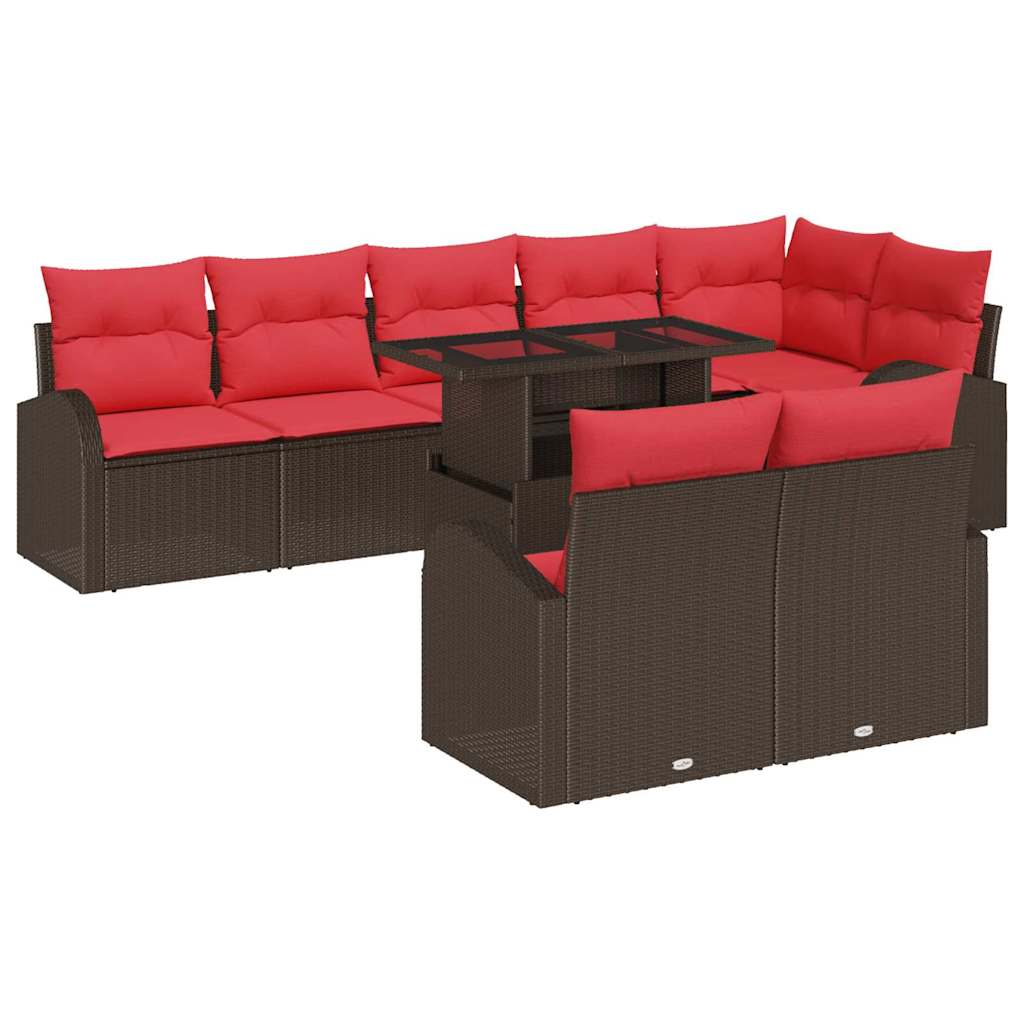 Tuin Sofa Set Met Opslag 9 Pcs En Rood Poly Rattan