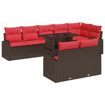 Tuin Sofa Set Met Opslag 9 Pcs En Rood Poly Rattan