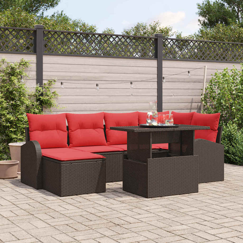 Tuin Sofa Set Met Opslag 7 Pcs En Rood Poly Rattan