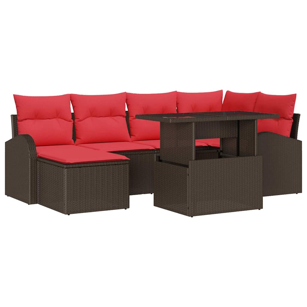 Tuin Sofa Set Met Opslag 7 Pcs En Rood Poly Rattan