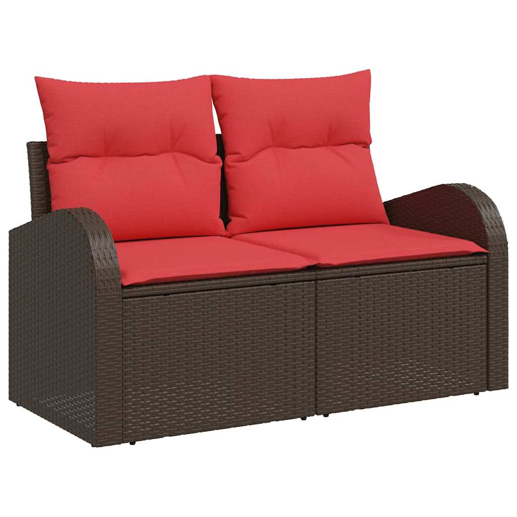 Tuin Sofa Set Met Opslag 7 Pcs En Rood Poly Rattan