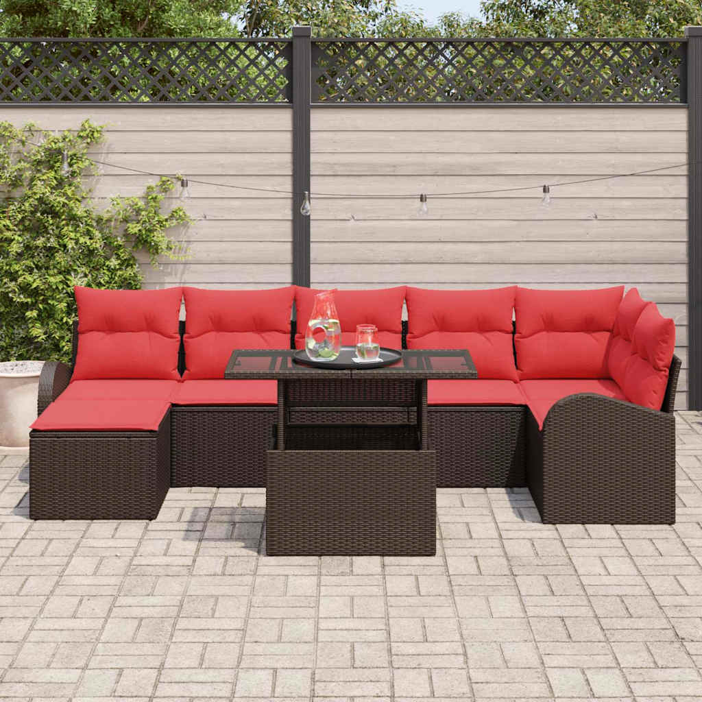 Tuin Sofa Set Met Kussen 8 Pcs En Rood