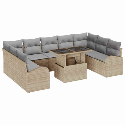 Tuin Sofa Set 10 Pcs En Licht Poly Rattan