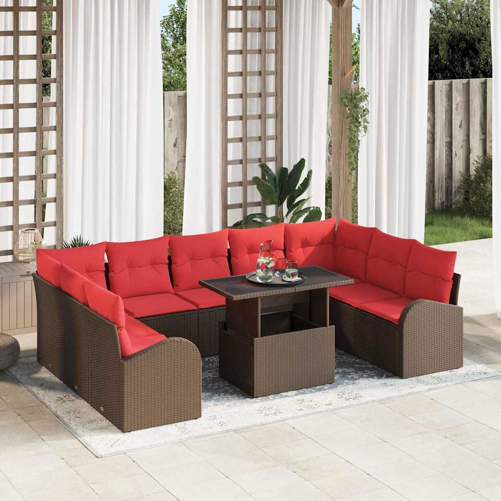 Tuin Sofa Set Met Opslag Met Kussen 10 Pcs Poly Rattan