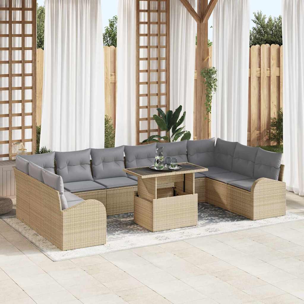 Tuin Sofa Set Met Kussen 11 Pcs Poly Rattan