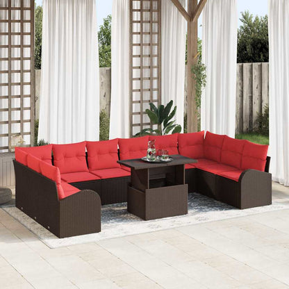 Tuin Sofa Set Met Opslag Met Kussen 11 Pcs Poly Rattan