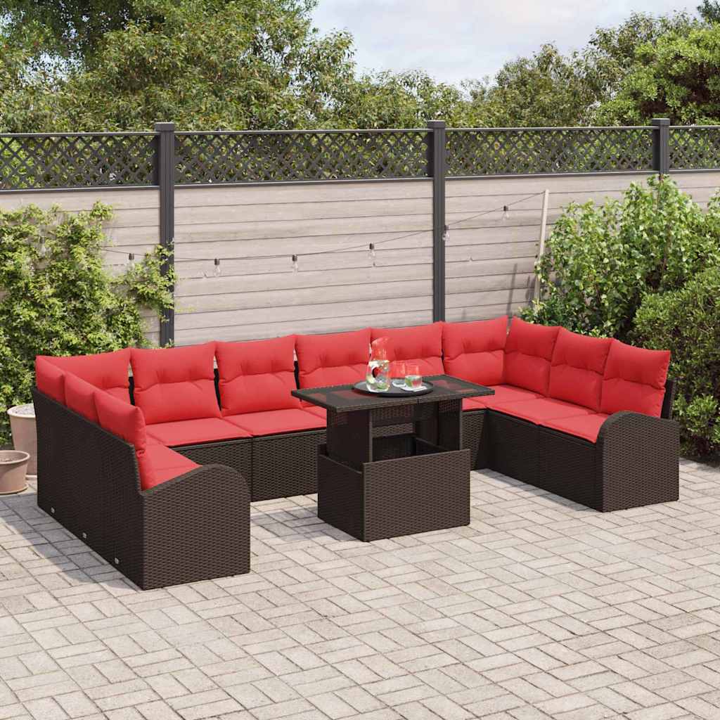 Tuin Sofa Set Met Opslag Met Kussen 11 Pcs Poly Rattan