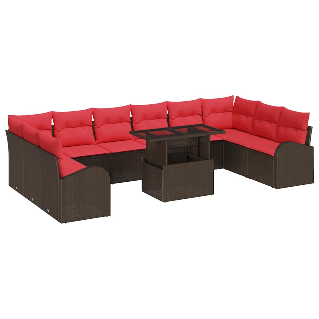 Tuin Sofa Set Met Opslag Met Kussen 11 Pcs Poly Rattan