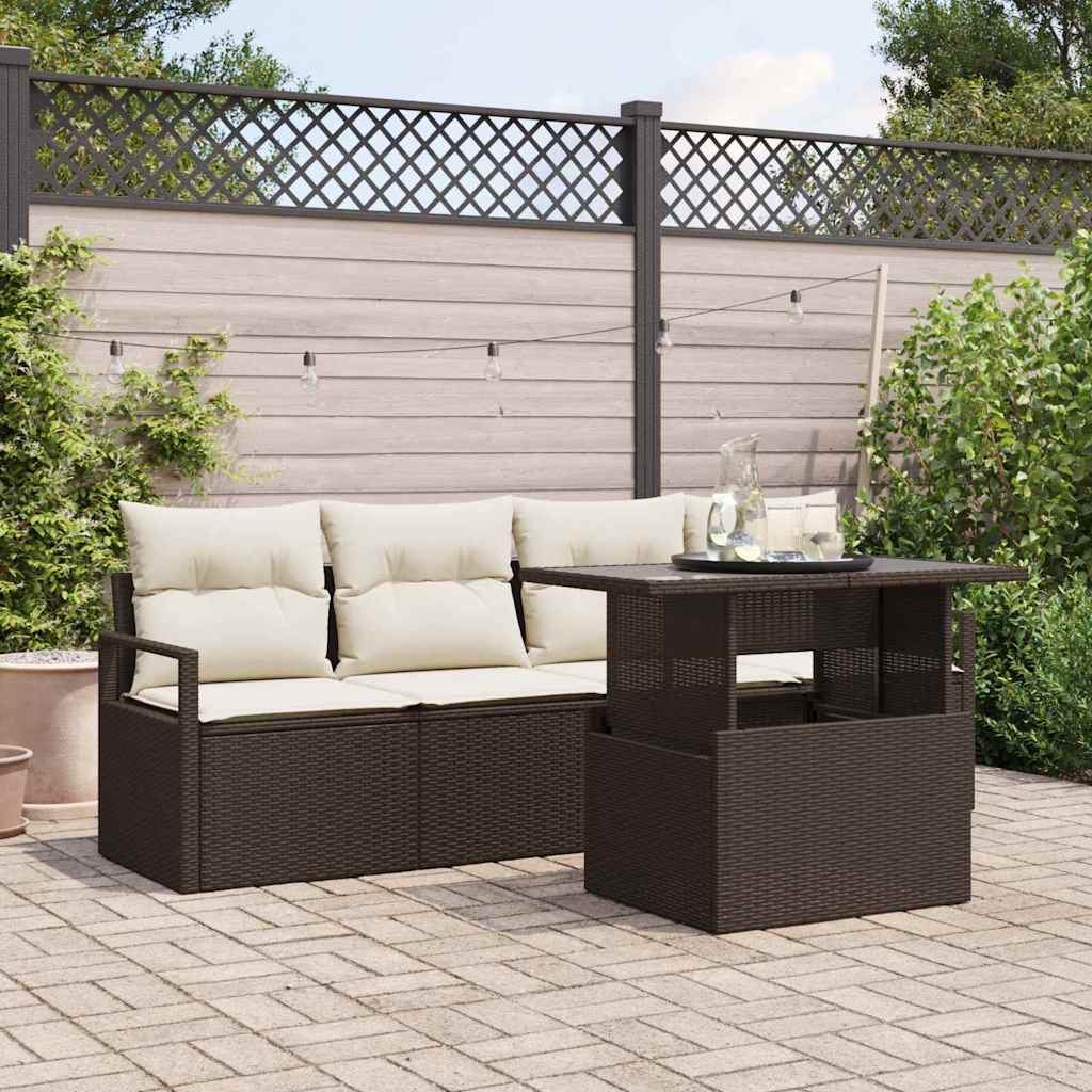 Tuin Sofa Set Met Opslag 5 Pcs Poly Rattan