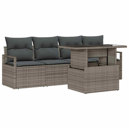 Tuin Sofa Set Met Opslag Met Kussen 5 Pcs Poly Rattan