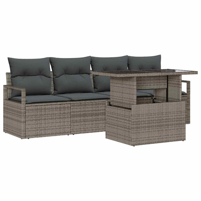 Tuin Sofa Set Met Opslag Met Kussen 5 Pcs Poly Rattan