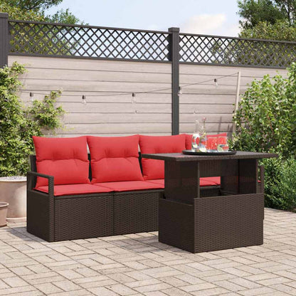 Tuin Sofa Set Met Opslag 5 Pcs En Rood Poly Rattan