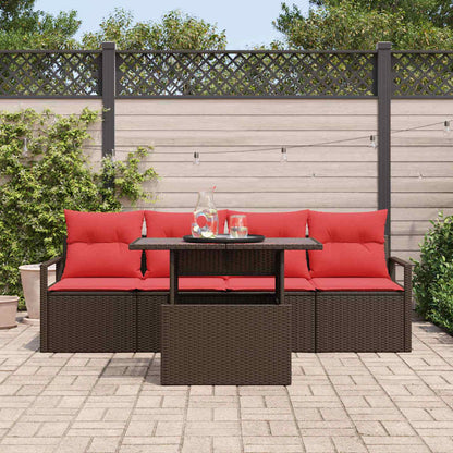 Tuin Sofa Set Met Opslag 5 Pcs En Rood Poly Rattan
