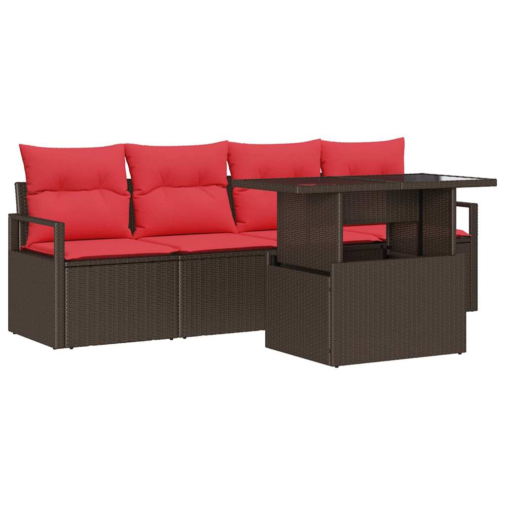 Tuin Sofa Set Met Opslag 5 Pcs En Rood Poly Rattan